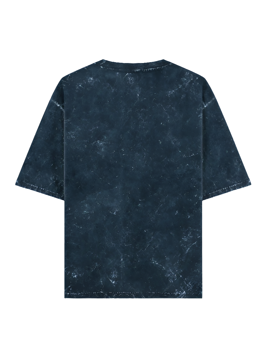 Navy Blue Acid Washed Oversized Tee