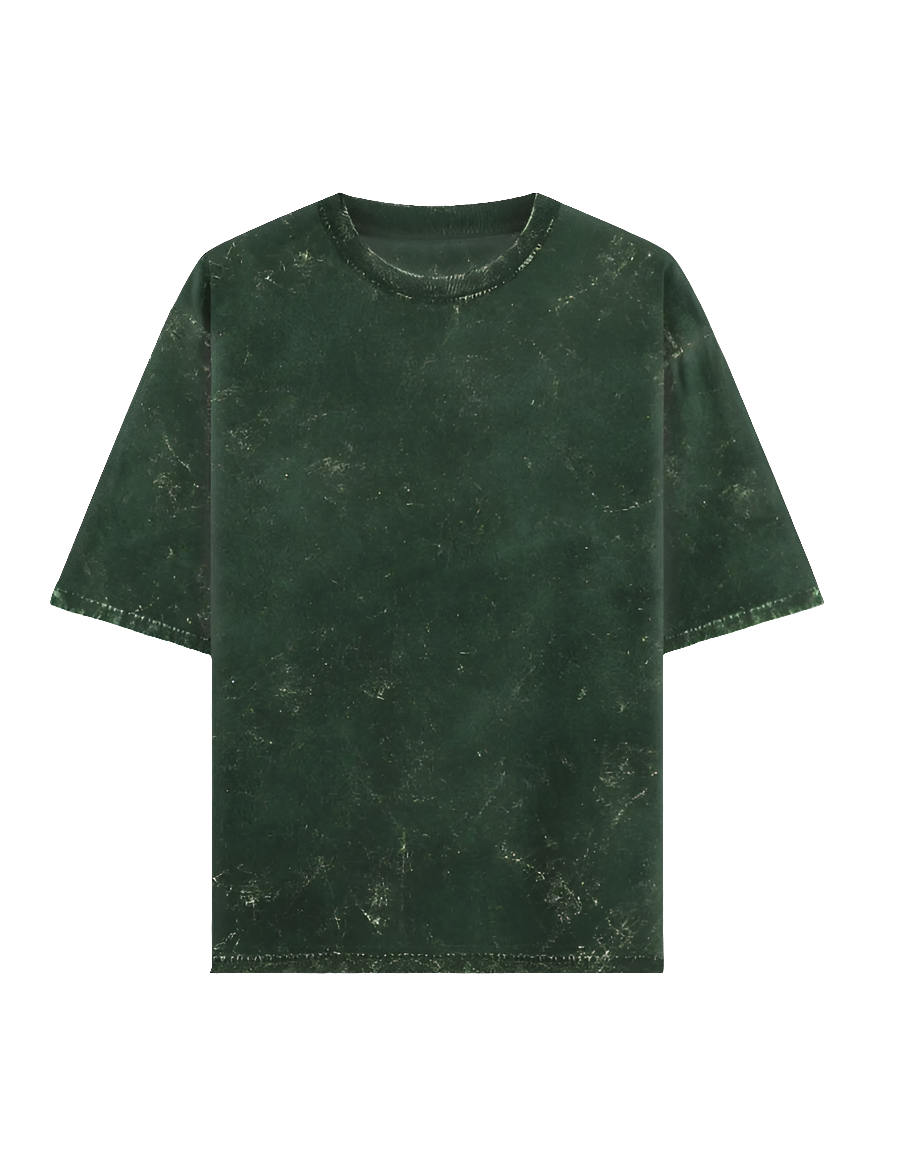 04.Bottle Green Acid Washed Oversized Tee(Unisex)