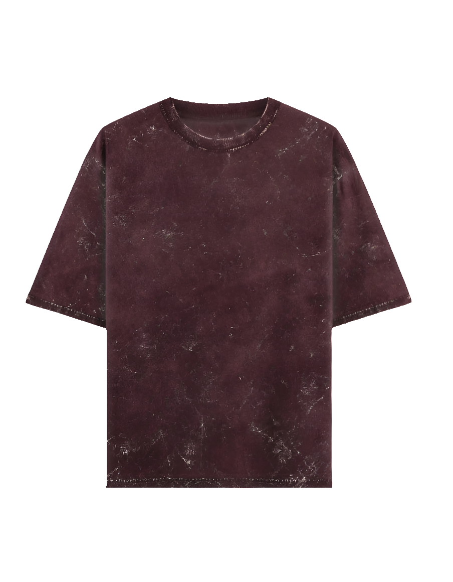 Maroon Acid Washed Oversized Tee(Unisex)
