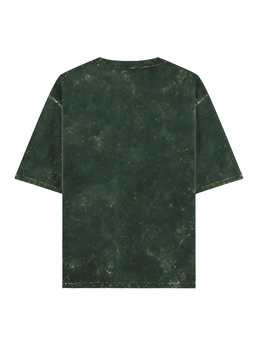 04.Bottle Green Acid Washed Oversized Tee(Unisex)