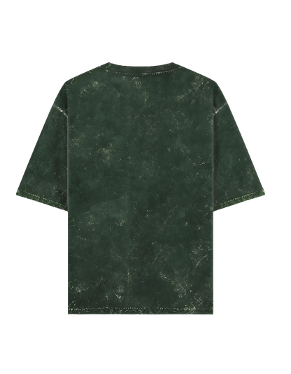 04.Bottle Green Acid Washed Oversized Tee(Unisex)