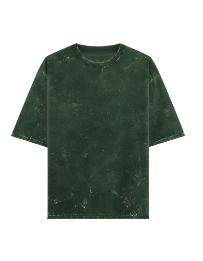 04.Bottle Green Acid Washed Oversized Tee(Unisex)