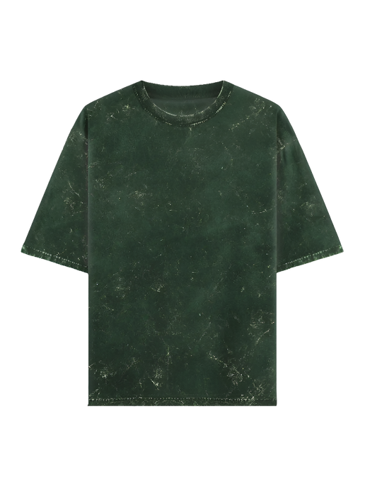 04.Bottle Green Acid Washed Oversized Tee(Unisex)