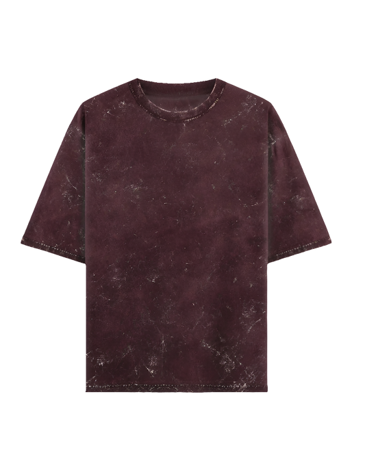 Maroon Acid Washed Oversized Tee(Unisex)