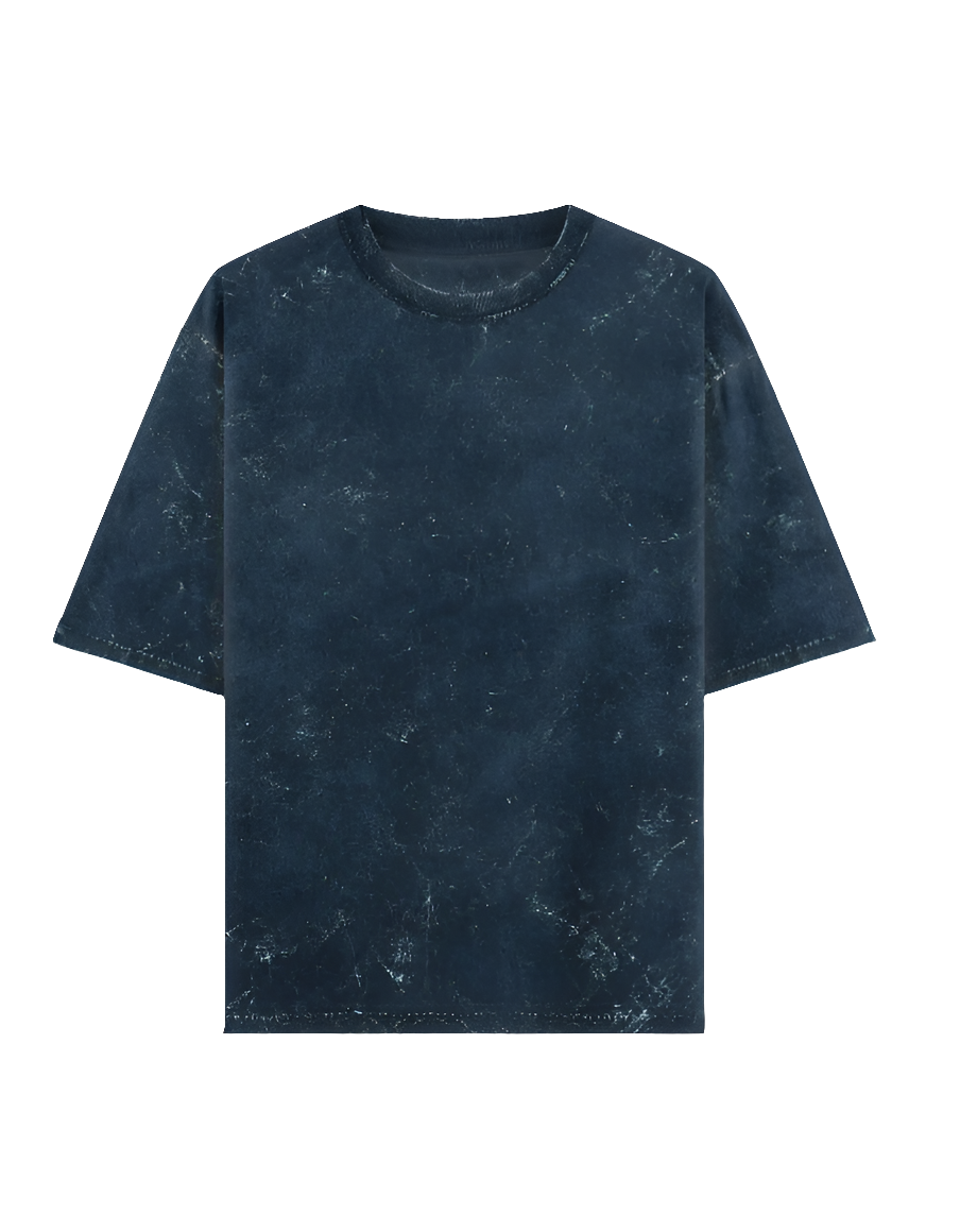 Navy Blue Acid Washed Oversized Tee