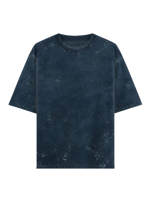 Navy Blue Acid Washed Oversized Tee